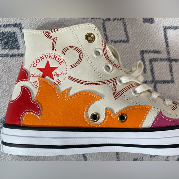 NWOT Converse Women’s Chuck Taylor All Star  High Top Egret Habanero Red/Orange - Picture 6 of 10